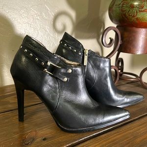 Harley Davidson heeled ankle black leather booties, size 9.5  SEXY